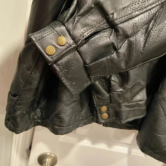 LeWorld Fine Leathers Men’s 100% Black Leather Stitched Patchwork Jacket Size XL - Picture 4 of 12